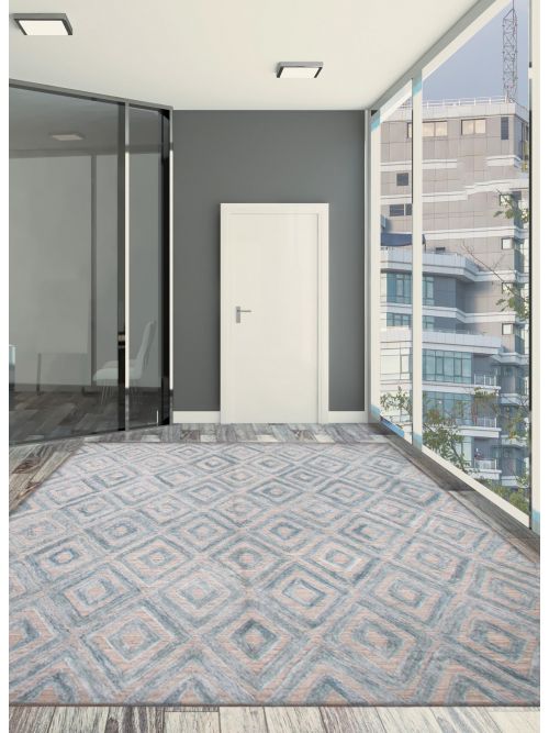 Indian Silk Shadow 5'6" x 8'0" Hand Loomed Silk, Wool Rug 