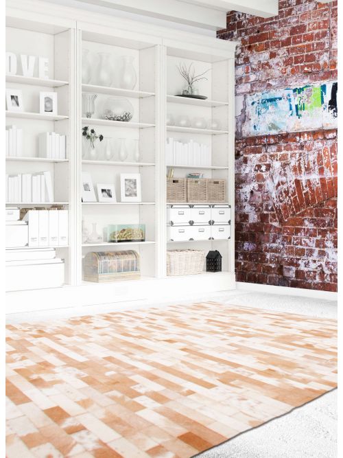 Argentina Cowhide Patchwork 4'9" x 7'8" Handmade Leather Rug 