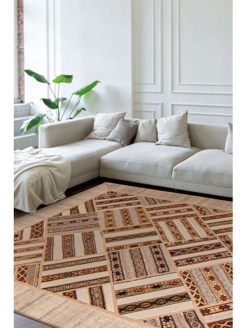 Turkish Ottoman Yama Patchwork 5'0" x 6'7" Handmade Wool Rug 
