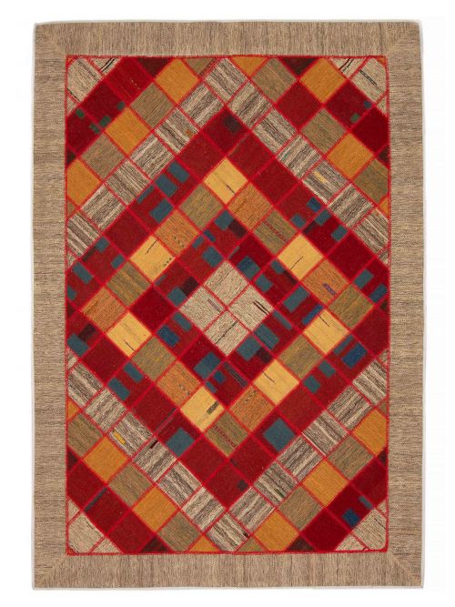 Turkish Ottoman Yama Patchwork 5'7" x 7'8" Flat-Weave Wool Tapestry Kilim 