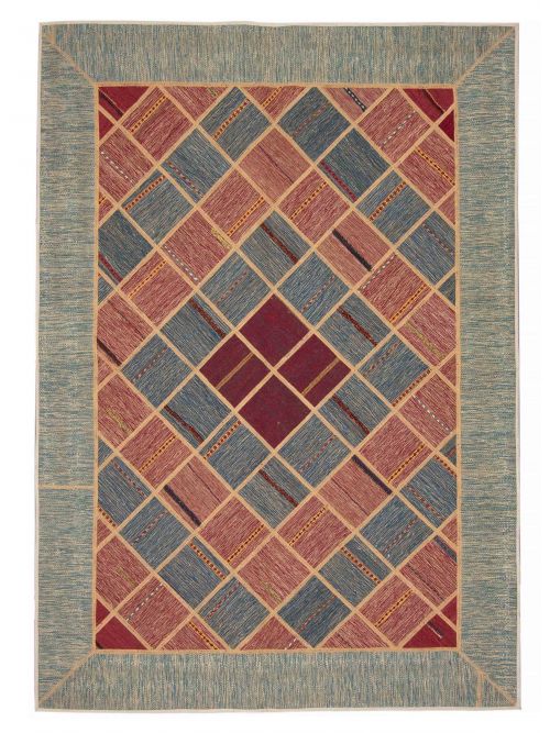 Turkish Ottoman Yama Patchwork 5'7" x 7'10" Flat-Weave Wool Tapestry Kilim 
