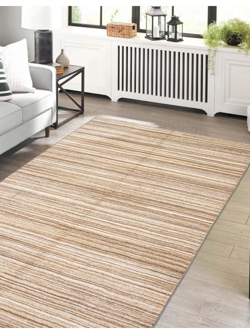 Indian Ananda 5'0" x 7'11" Hand Loomed Wool Rug 