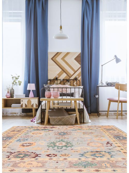 Indian Modern Oushak 8'2" x 9'10" Hand-knotted Wool Rug 
