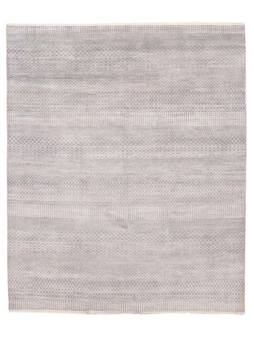 Indian Silk Shadow 8'0" x 10'0" Hand-knotted Viscose & Wool Rug 