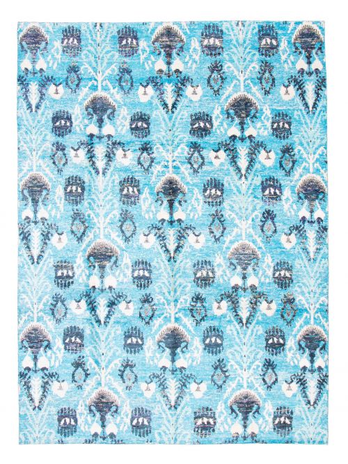 Indian Sari Silk 9'0" x 11'9" Hand-knotted Silk Rug 