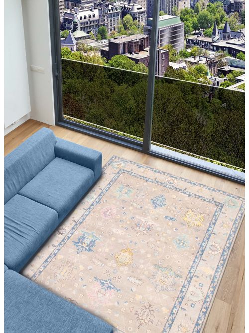 Pakistani Modern Oushak 9'1" x 11'11" Hand-knotted Wool Rug 