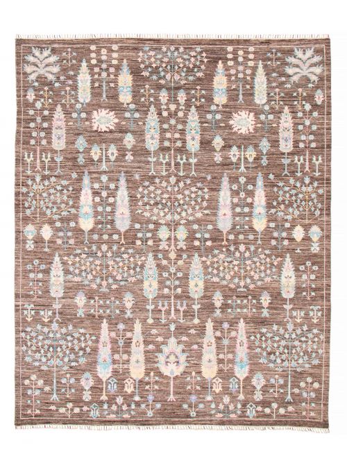 Pakistani Modern Ersari 8'0" x 9'11" Hand-knotted Silk, Wool Rug 