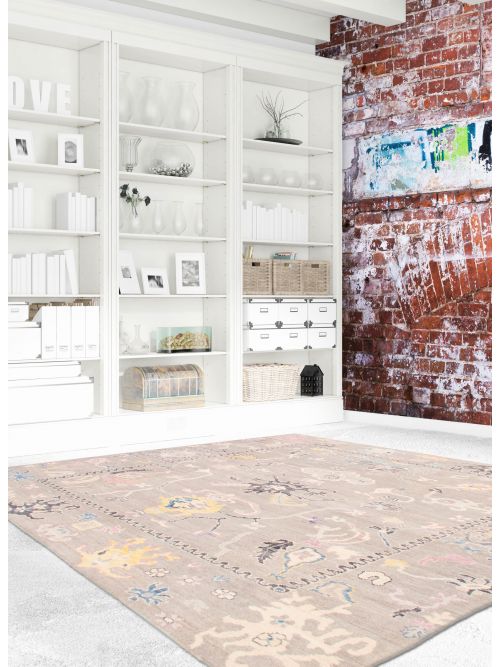 Pakistani Modern Oushak 8'4" x 9'7" Hand-knotted Wool Rug 