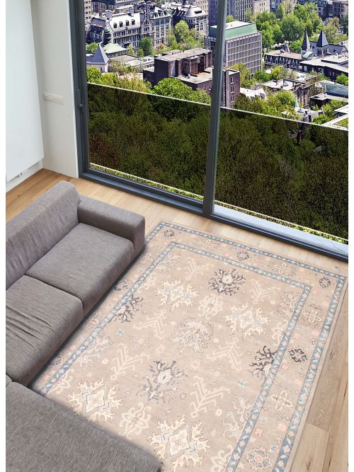 Pakistani Modern Oushak 10'2" x 14'4" Hand-knotted Wool Rug 