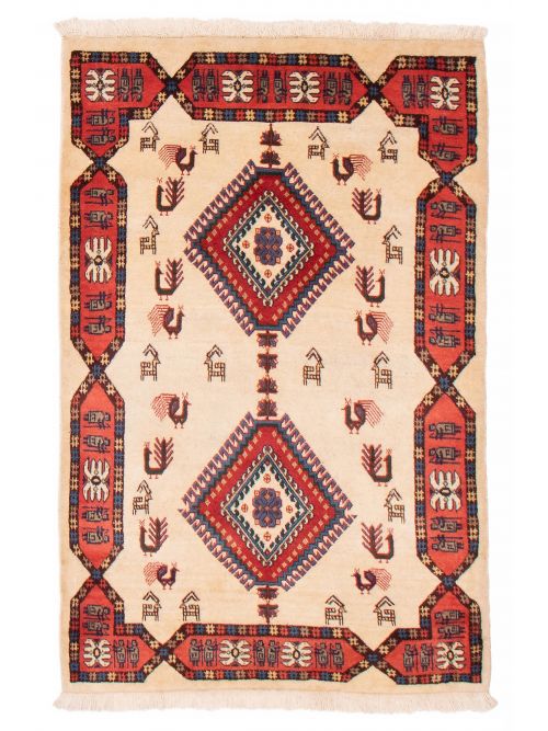 Persian Style Kashkuli Gabbeh 3'5" x 4'11" Hand-knotted Wool Rug 