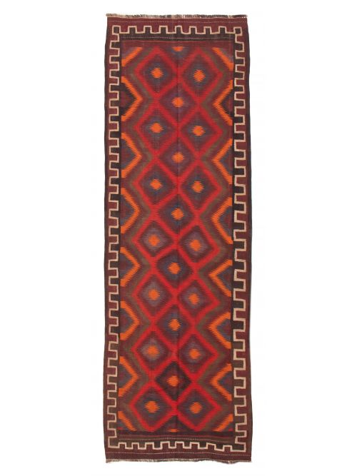 Turkish Kashkoli 4'7" x 13'7" Flat-Weave Wool Kilim 