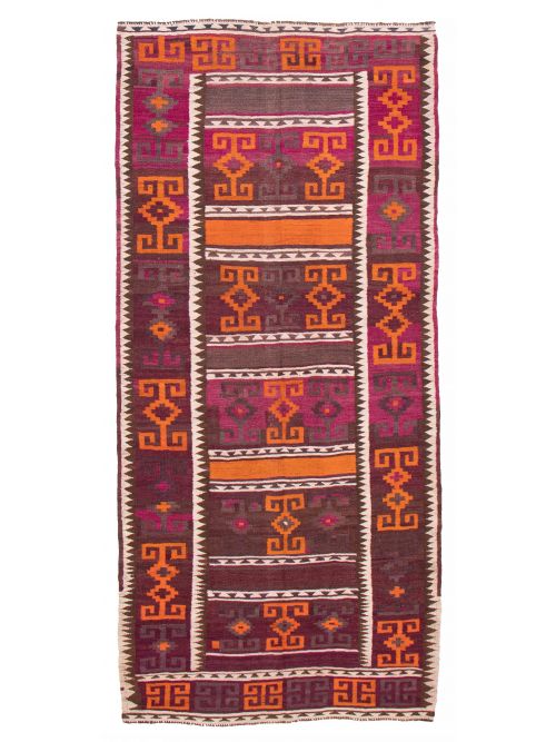 Persian Style 4'9" x 10'2" Flat-Weave Wool Kilim 