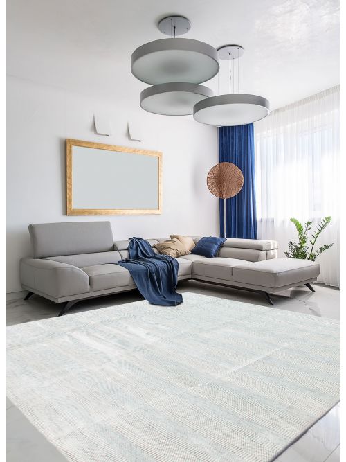 Indian Silk Shadow 9'1" x 12'0" Hand Loomed Viscose & Wool Rug 
