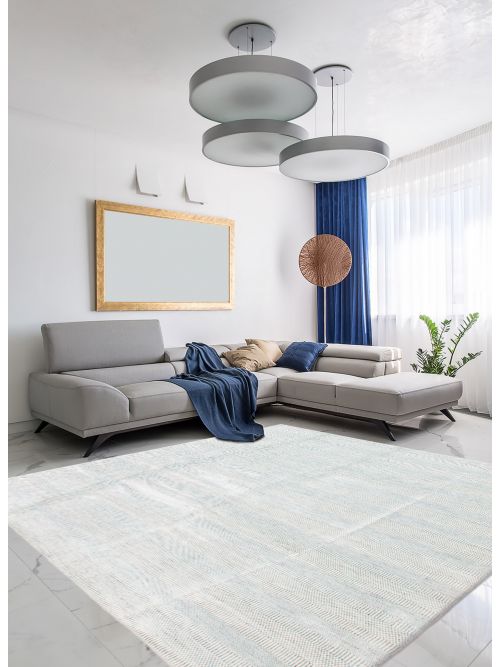 Indian Silk Shadow 9'2" x 12'0" Hand Loomed Viscose & Wool Rug 