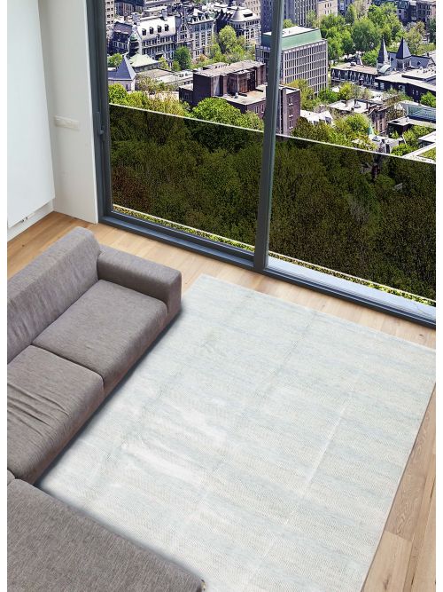 Indian Silk Shadow 9'1" x 12'0" Hand Loomed Viscose & Wool Rug 
