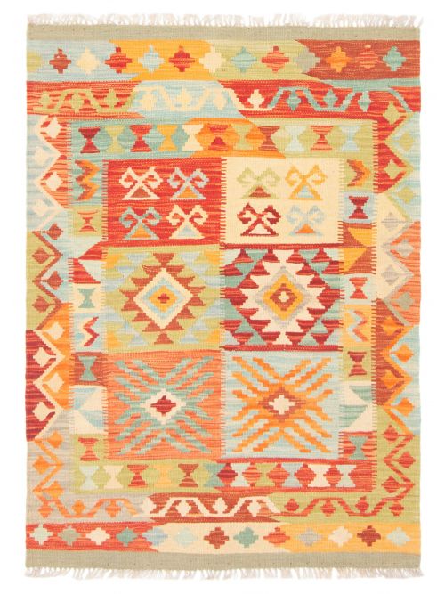 Turkish Bold and Colorful 3'0" x 4'4" Flat-Weave Wool Kilim 