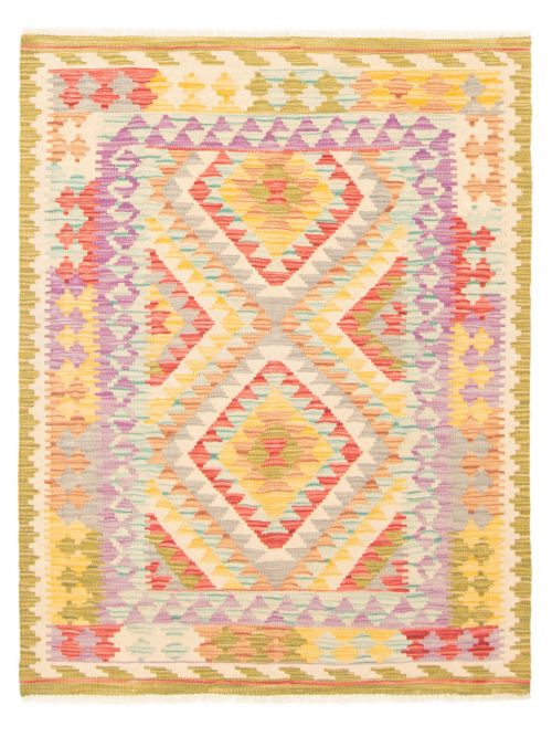 Turkish Bold and Colorful 3'2" x 4'0" Flat-Weave Wool Kilim 