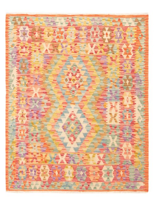 Turkish Bold and Colorful 3'4" x 4'1" Flat-Weave Wool Kilim 