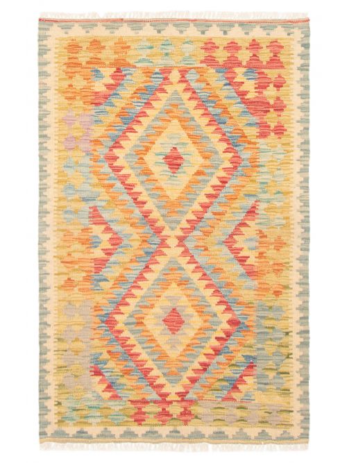Turkish Bold and Colorful 2'8" x 4'4" Flat-Weave Wool Kilim 
