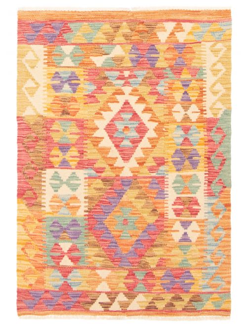 Turkish Bold and Colorful 2'8" x 3'10" Flat-Weave Wool Kilim 