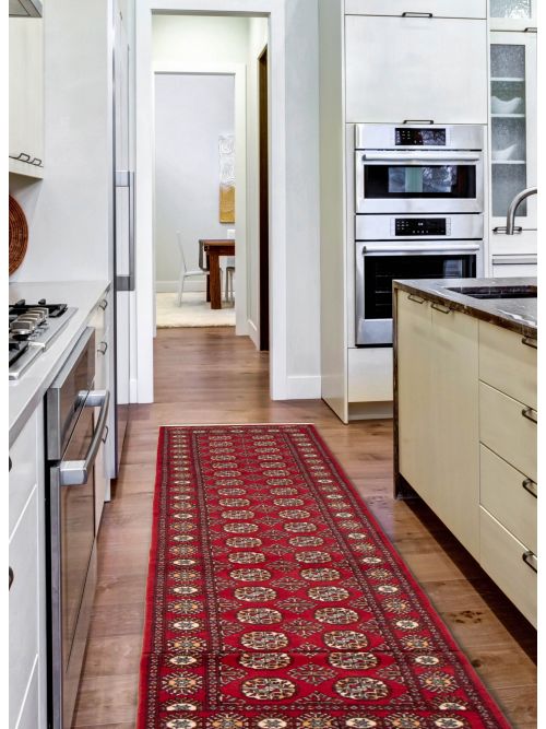 Pakistani Finest Peshawar Bokhara 2'7" x 15'7" Hand-knotted Wool Rug 