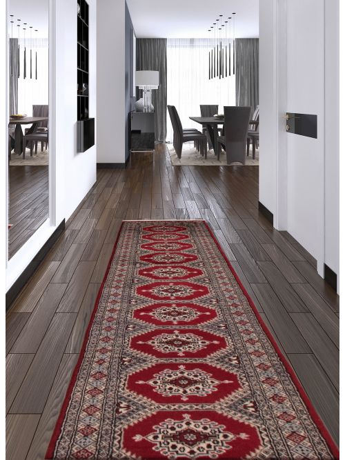 Pakistani Finest Peshawar Bokhara 2'6" x 11'3" Hand-knotted Wool Rug 