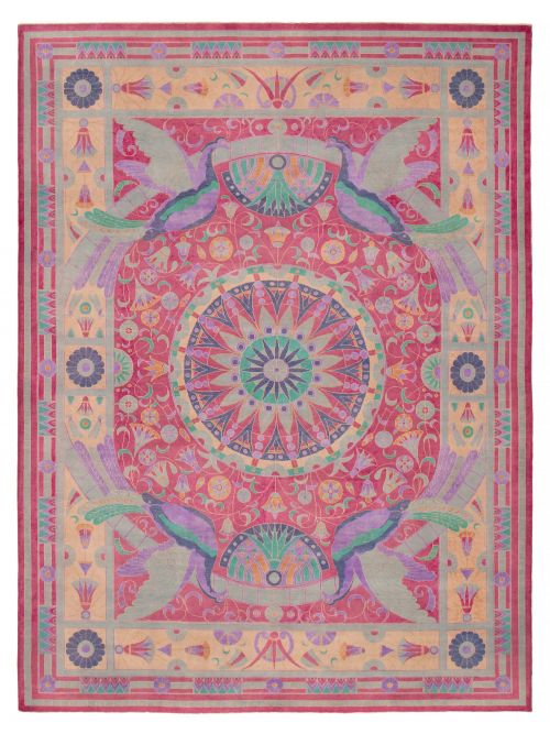 Pakistani Abstract Lahore Legacy 9'0" x 11'11" Hand-knotted Wool Rug 