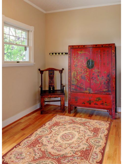 Chinese Dynasty 5'10" x 8'8" Flat-Weave Cotton Tapestry Kilim 