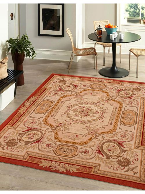 Chinese Dynasty 7'7" x 9'4" Flat-Weave Wool Tapestry Kilim 
