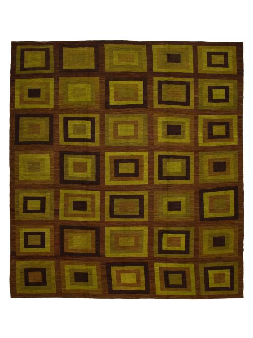 Pakistani Lahor Finest 12'9" x 14'5" Flat-Weave Wool Tapestry Kilim 