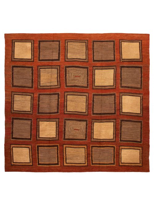 Pakistani Lahor Finest 13'1" x 12'6" Flat-Weave Wool Tapestry Kilim 