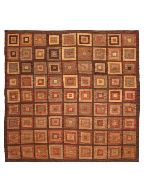 Pakistani Lahor Finest 13'1" x 12'8" Flat-Weave Wool Tapestry Kilim 