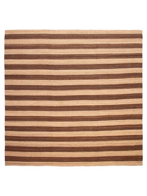 Turkish Boho 13'5" x 13'0" Flat-Weave Wool Kilim 