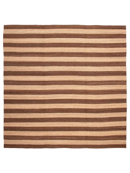 Turkish Boho 13'3" x 13'0" Flat-Weave Wool Kilim 