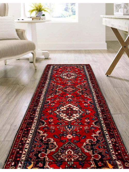 Persian Style 3'9" x 16'4" Hand-knotted Wool Runner Rug 