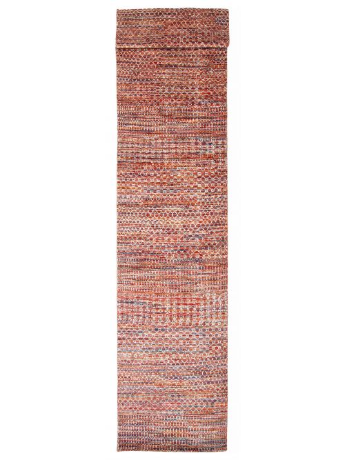 Indian Silk Shadow 2'11" x 19'3" Hand-knotted Silk & Wool Runner Rug 