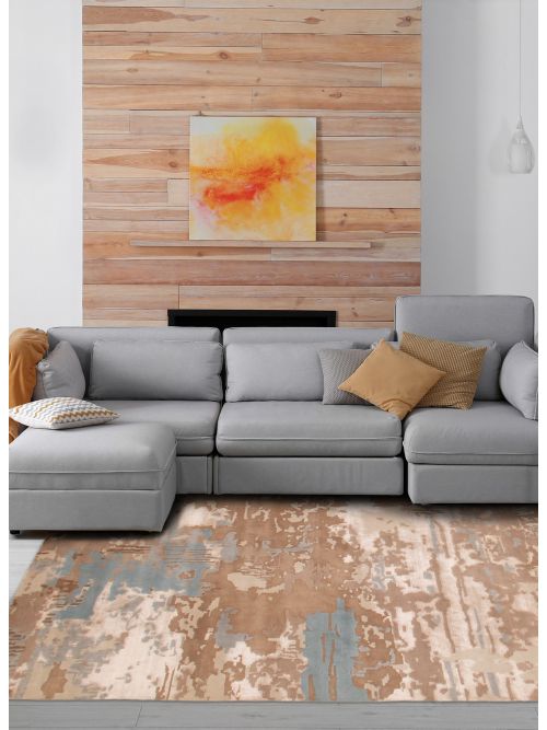Indian Alma 8'1" x 9'7" Hand-knotted Silk & Wool Rug 