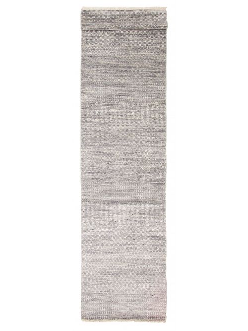 Indian Silk Shadow 3'0" x 15'0" Hand-knotted Viscose & Wool Runner Rug 