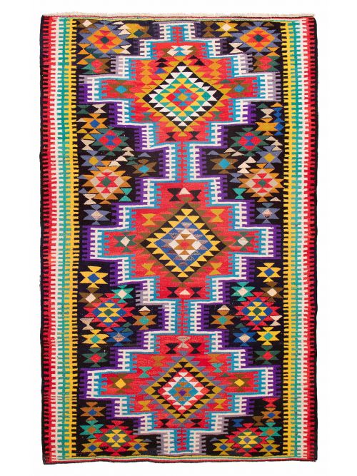 Turkish Ankara 7'10" x 12'8" Flat-Weave Cotton Kilim 