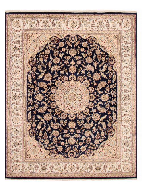 Indian Nain 7'8" x 10'2" Hand-knotted Silk & Wool Rug 