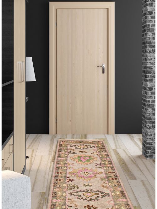 Indian Modern Oushak 2'4" x 7'9" Hand-knotted Wool Runner Rug 