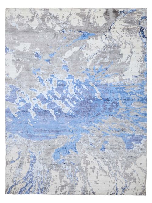 Indian Alma 9'0" x 11'11" Hand-knotted Silk & Wool Rug 