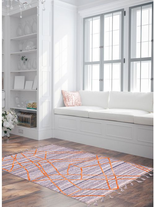 Indian Marrakech 5'4" x 7'9" Flat-Weave Wool Kilim 