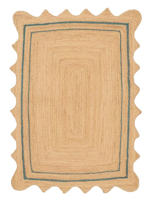 Indian Palas Denizli 4'6" x 6'5" Braided Weave Jute Rug 