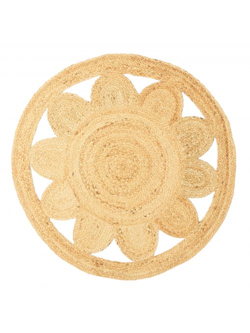 Indian Palas Denizli 3'2" x 3'2" Braided Weave Jute Rug 