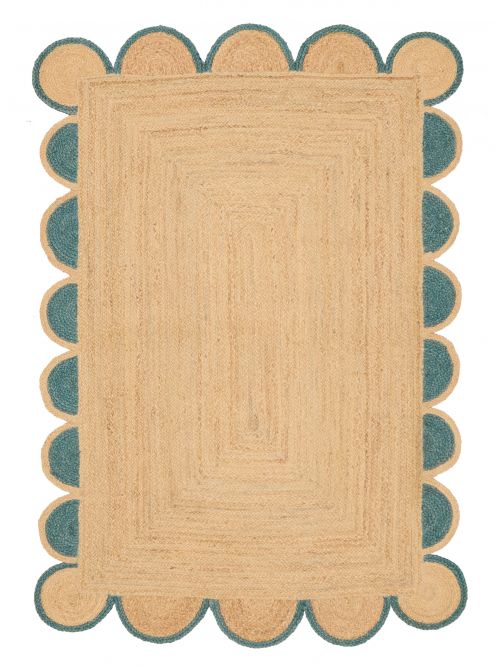 Indian Palas Denizli 4'6" x 6'7" Braided Weave Jute Rug 