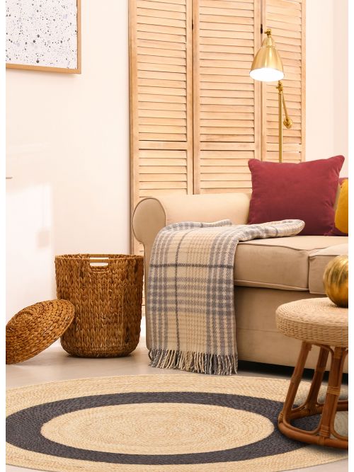 Indian Palas Denizli 3'4" x 3'4" Braided Weave Jute Rug 