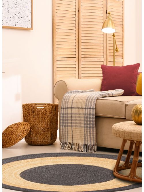 Indian Palas Denizli 3'10" x 3'10" Braided Weave Jute Rug 