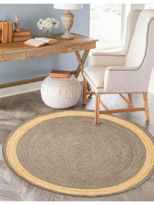 Indian Palas Denizli 3'10" x 3'10" Braided Weave Jute Rug 