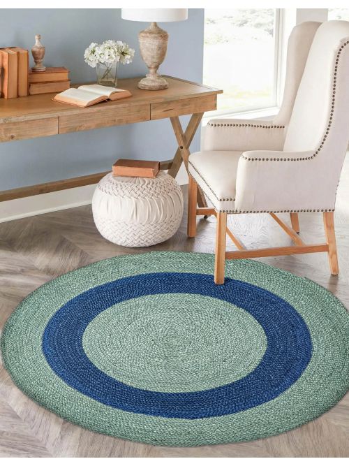 Indian Palas Denizli 3'3" x 3'3" Braided Weave Jute Rug 